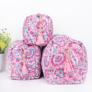 Cosmetic Bag, Assorted hand Block Printed Large Toiletry Bag, Waterproof Wash Bag, Makeup Bag, Travel Bag with Pockets, Jumbo Wash Bag